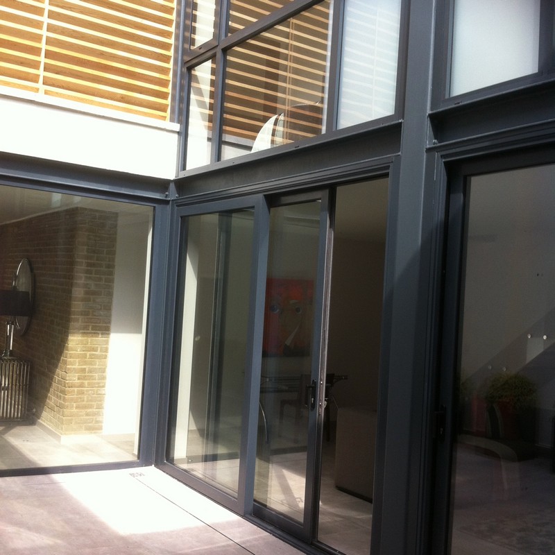 Anthracite aluminium sliding patio doors fitted in Battersea